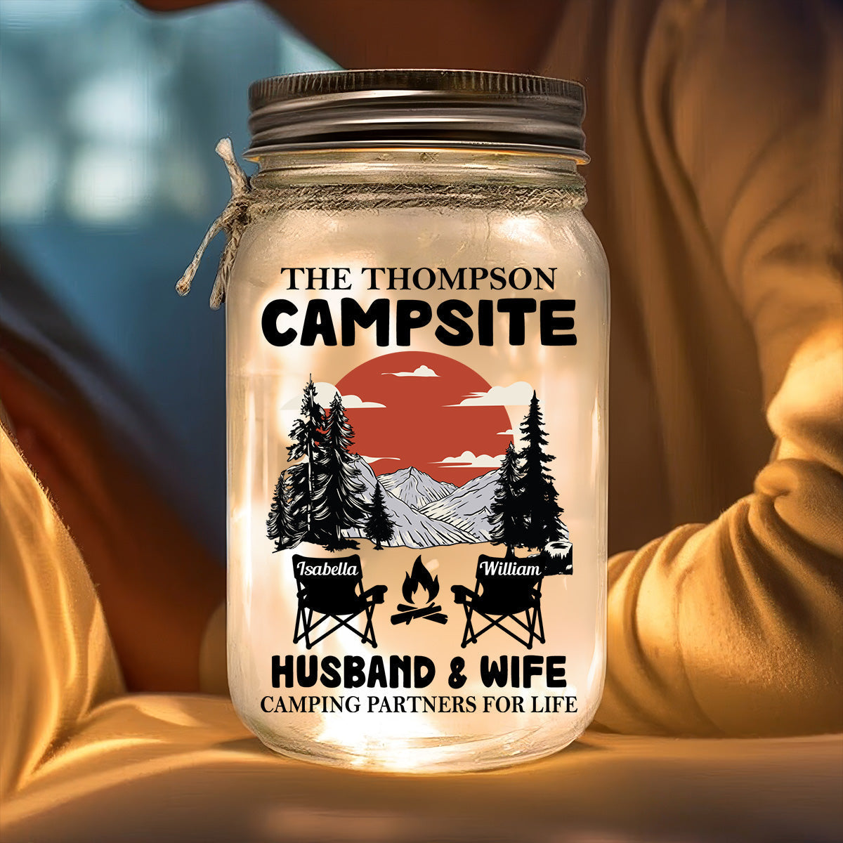 Campsite - Personalized Custom Mason Jar Light