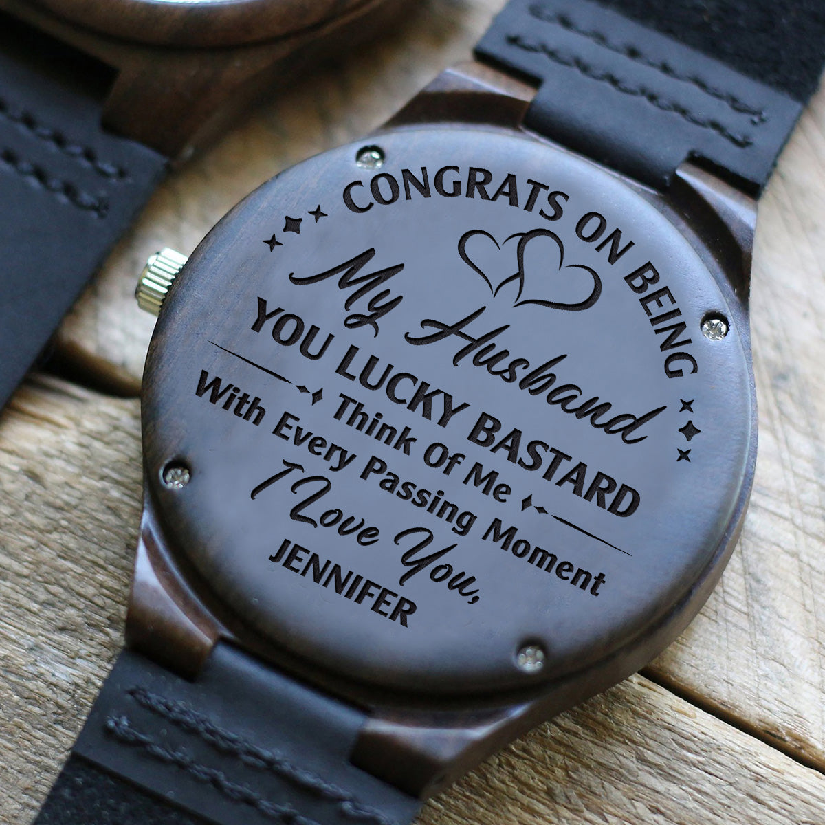 Think Of Me With Every Passing Moment - Personalized Custom Wood Watch