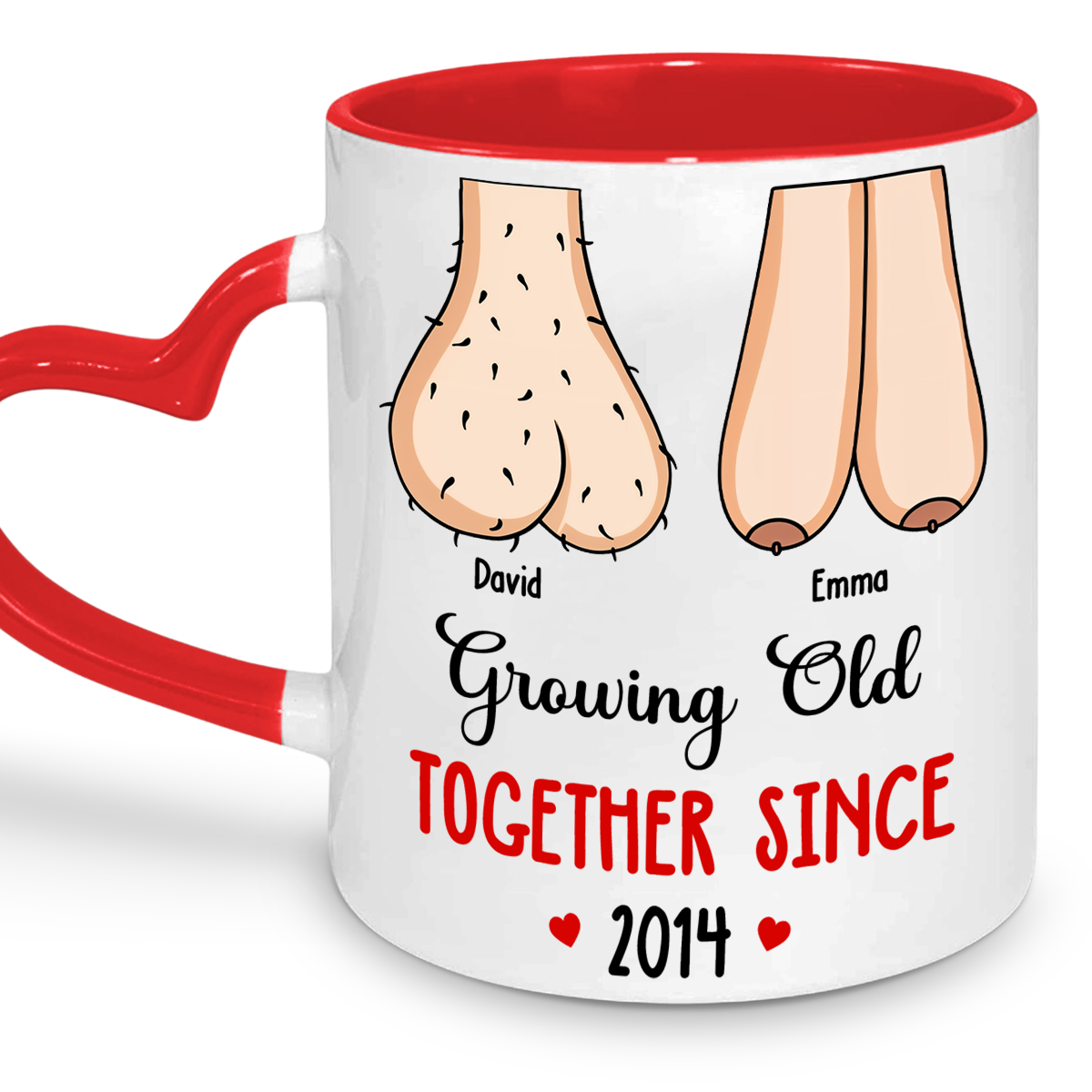 Grow Old With You - Personalized Custom Heart Handle Mug