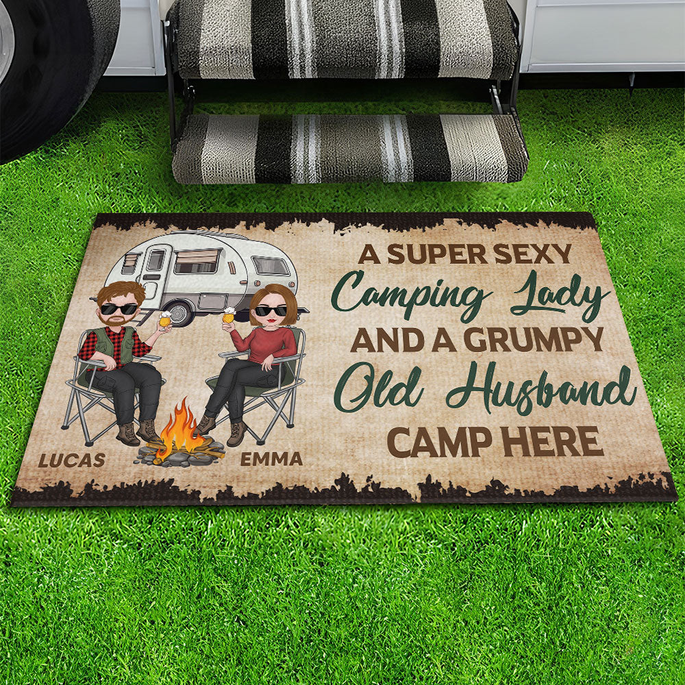 Lady and Husband - Personalized Custom Doormat