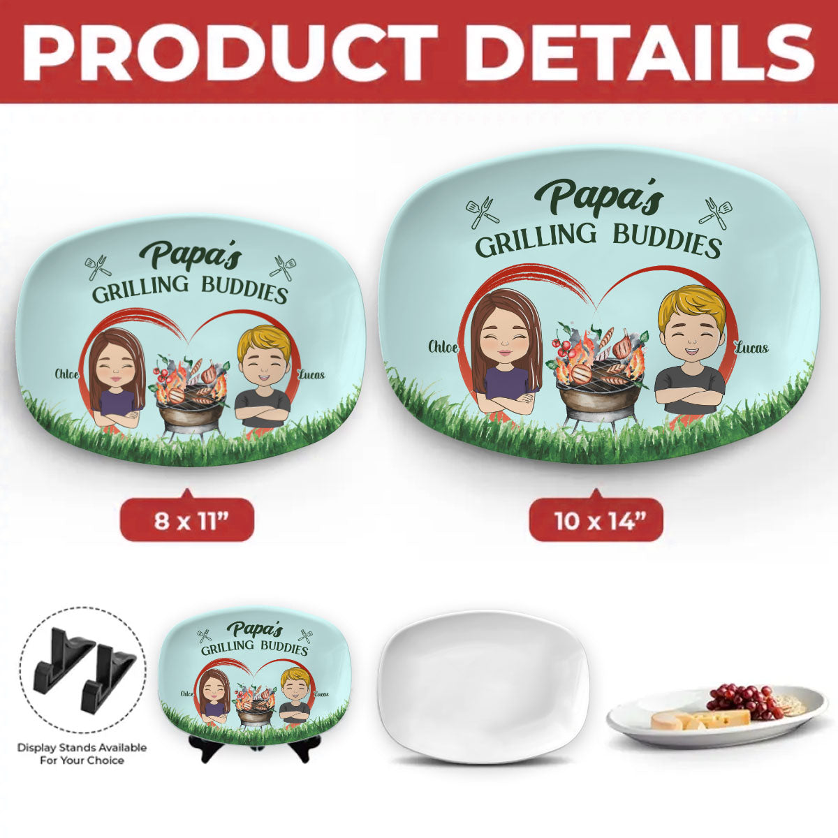 Papa Is Grilling Buddies - Personalized Custom Platte