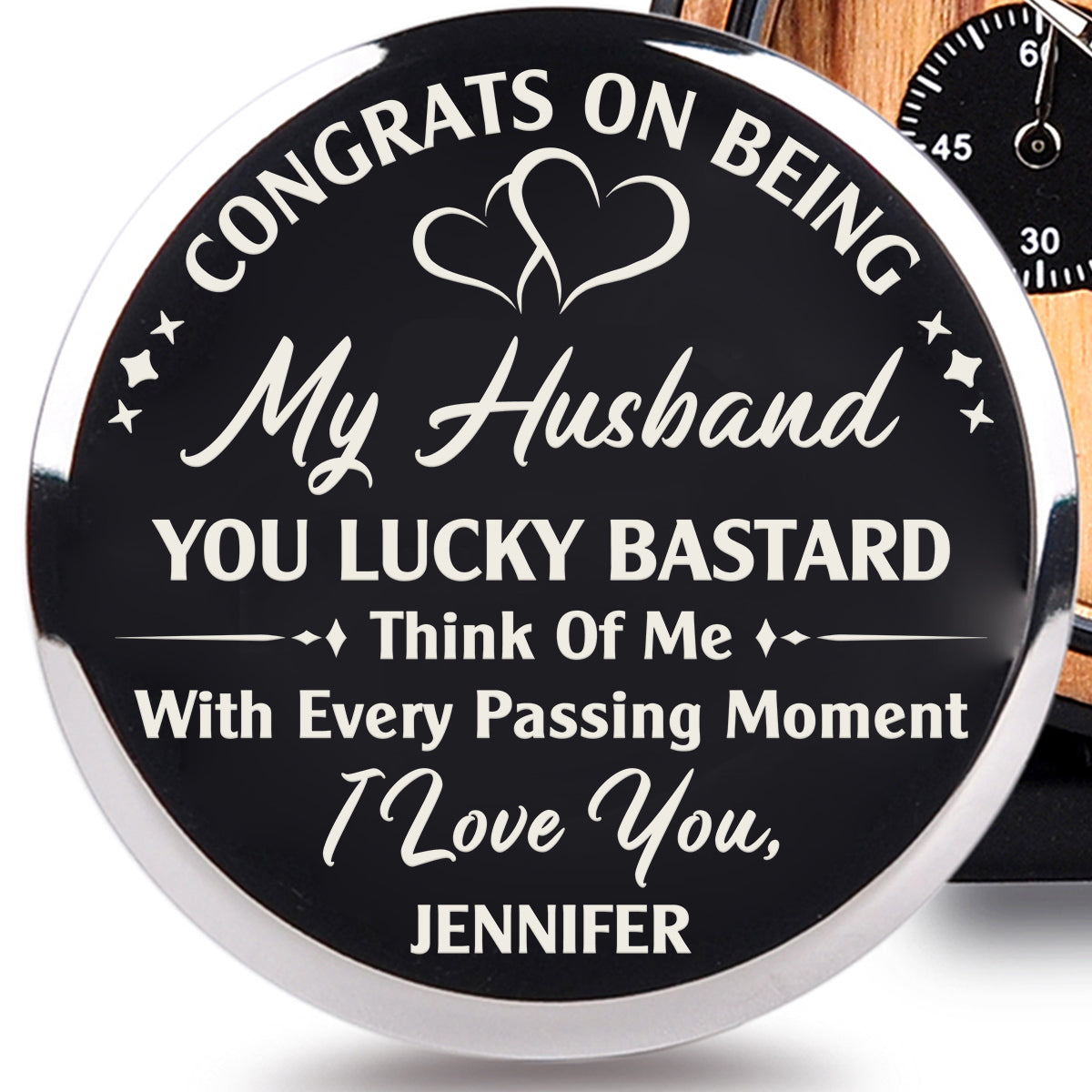 Think Of Me With Every Passing Moment  - Personalized Engraved Wooden Watches GP009