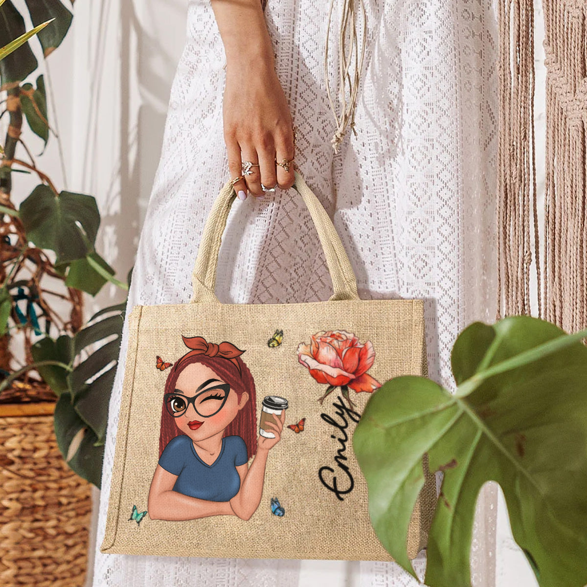 It Is Holiday Time - Personalized Custom Jute Tote Bag