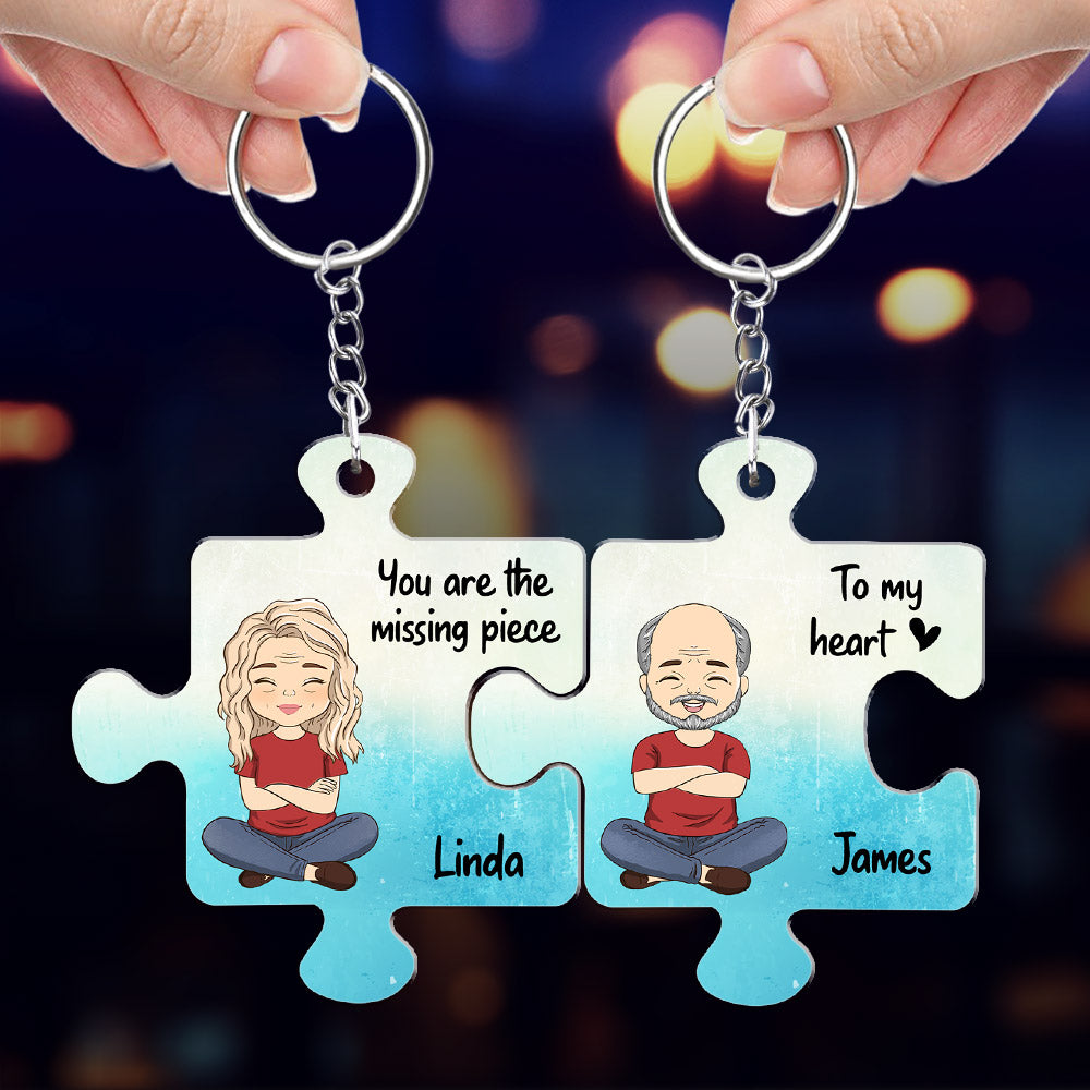 Custom Map Missing Piece - Personalized Custom Couple Acrylic Keychain