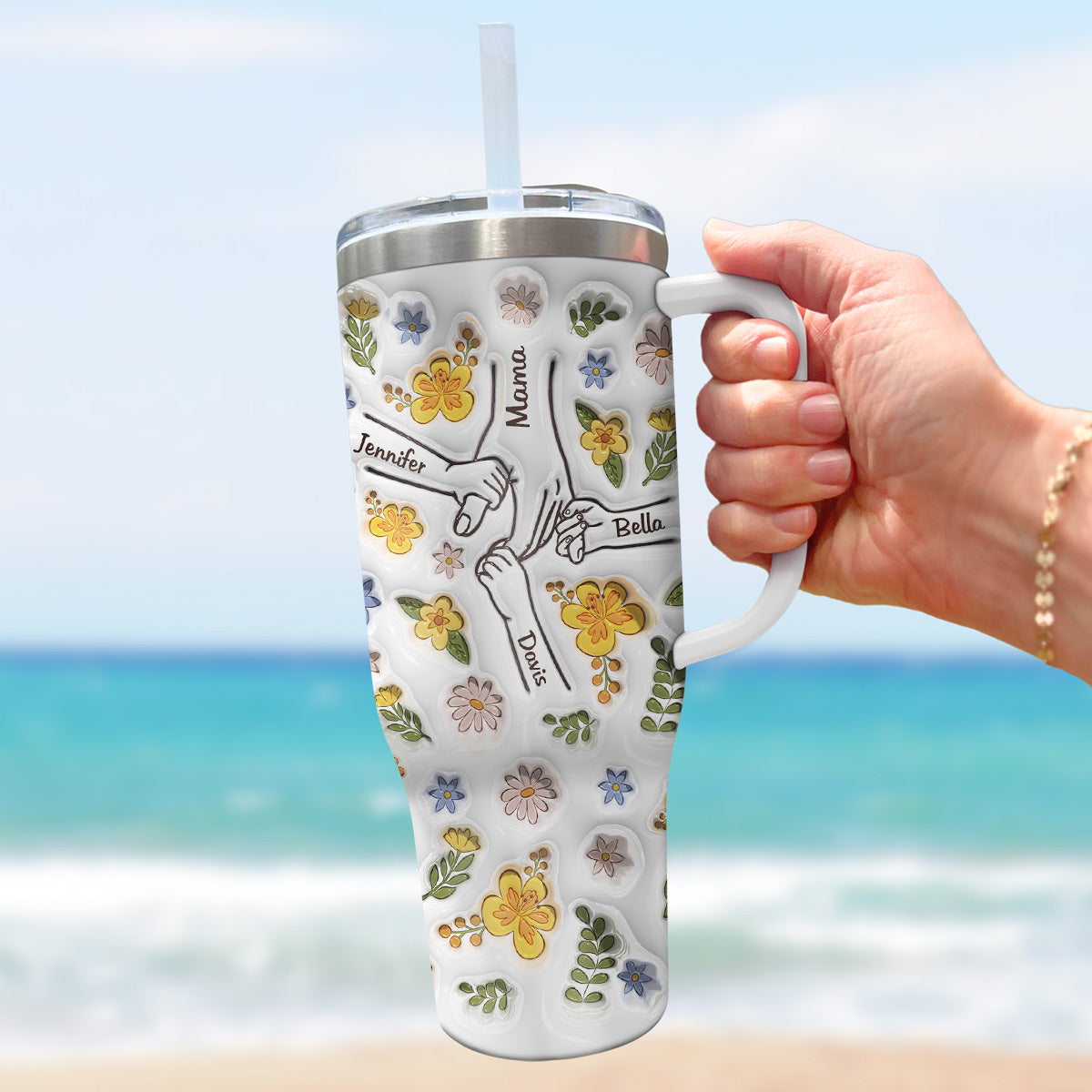 We Always Hand In Hand - Personalized Custom 3D Inflated Effect Printed 40 Oz Tumbler