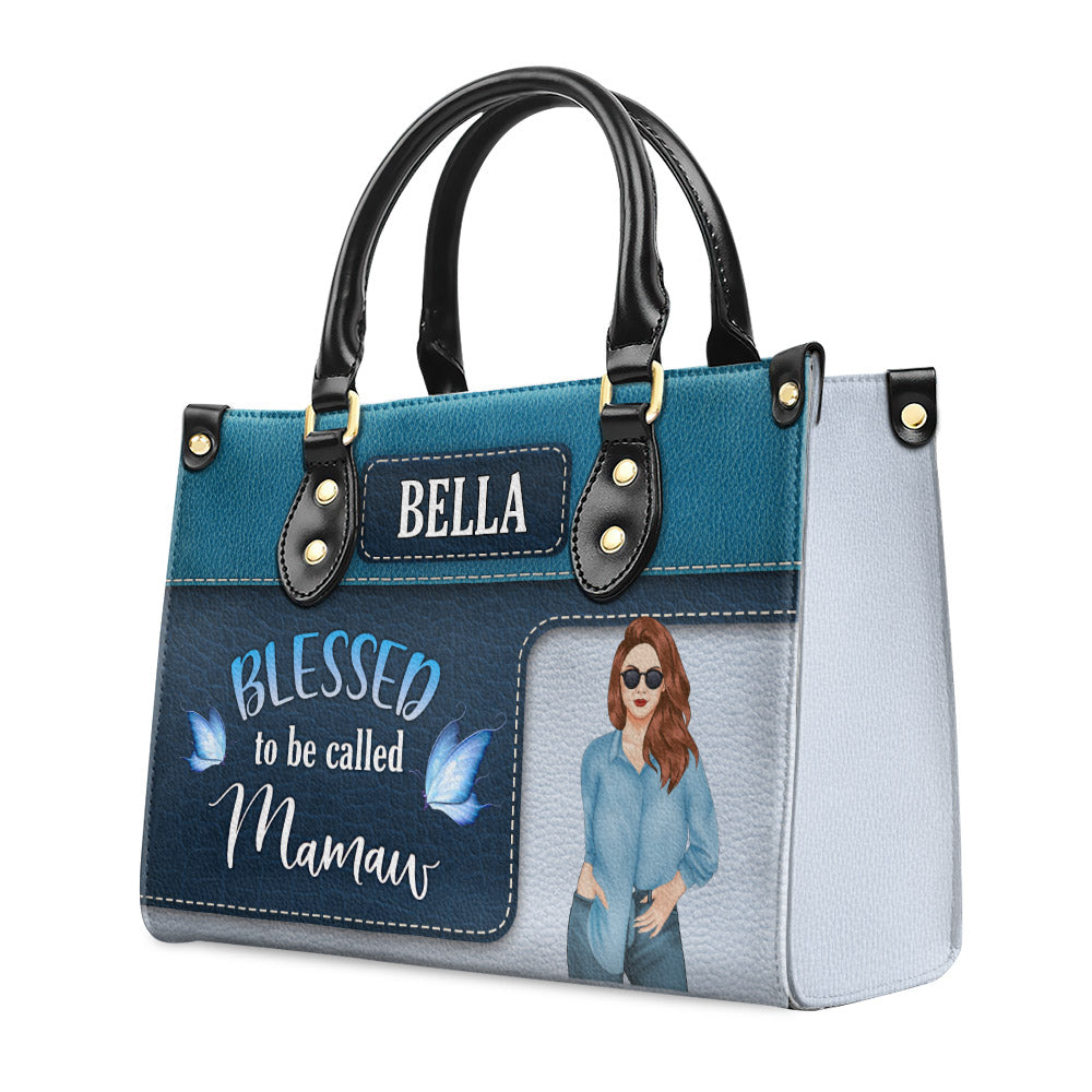Blessed Grandma - Personalized Custom Leather Bag