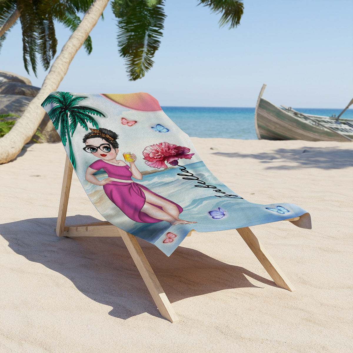 Beach And Flower - Personalized Custom 3D Inflated Effect Beach Towel