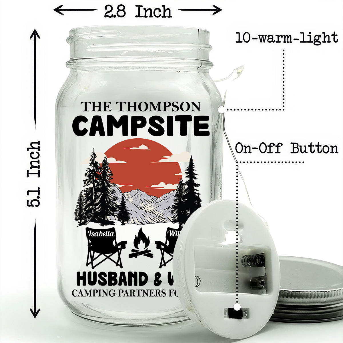 Campsite - Personalized Custom Mason Jar Light