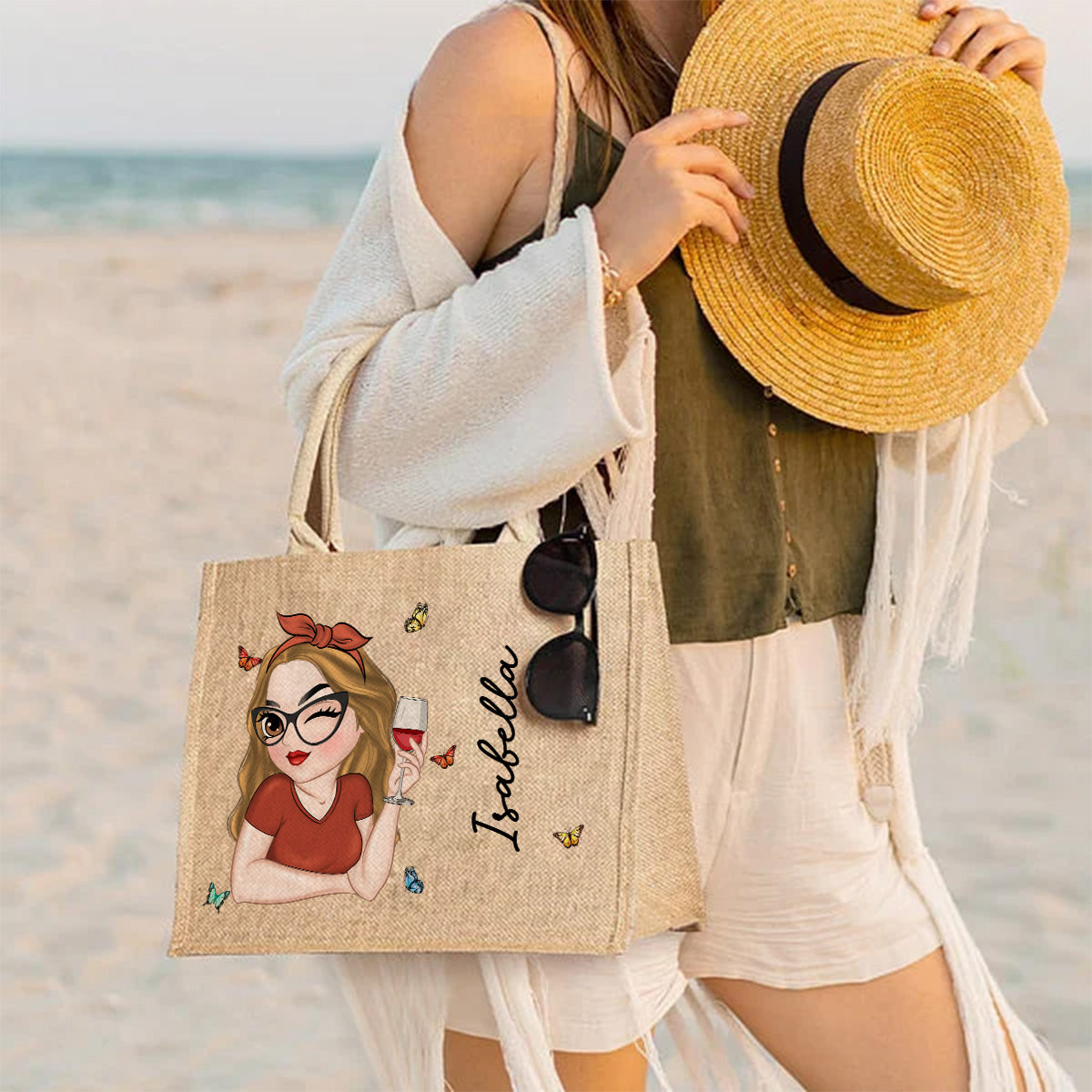 Tropical Bag - Personalized Custom Jute Tote Bag