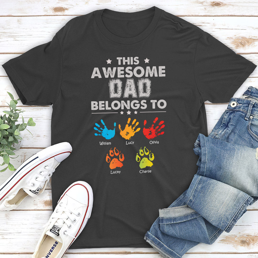 Awesome Dad Belongs To - Personalized Custom Shirt
