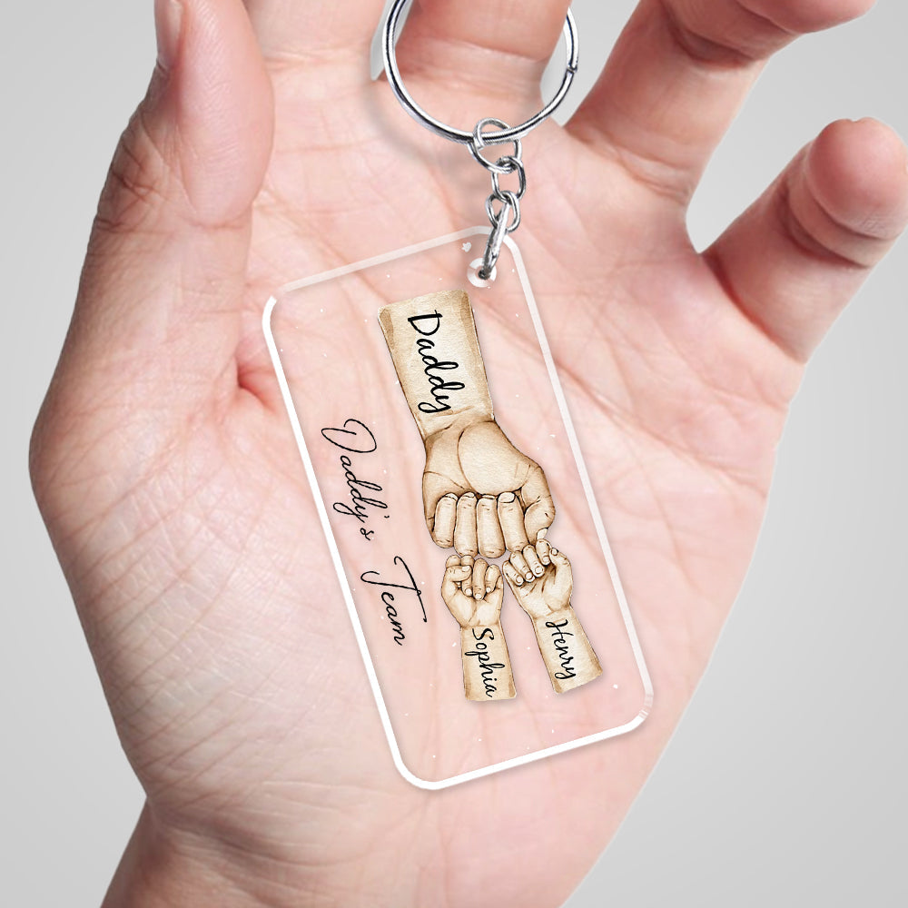 Daddy Team Fist Bump - Personalized Custom Acrylic Keychain