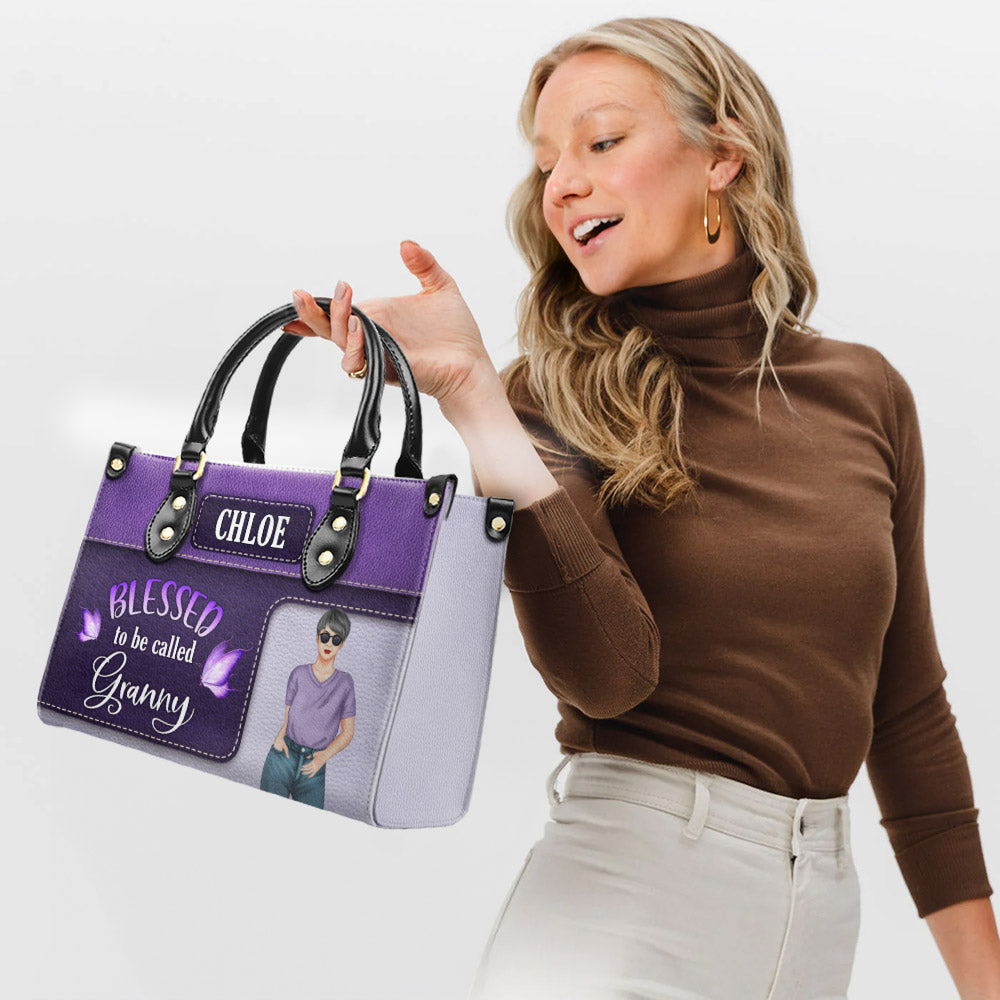 Blessed Grandma - Personalized Custom Leather Bag