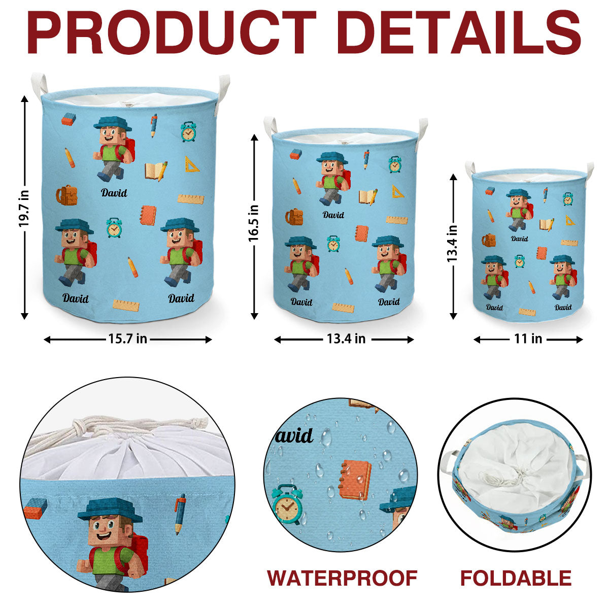 School Time - Personalized Custom Laundry Basket