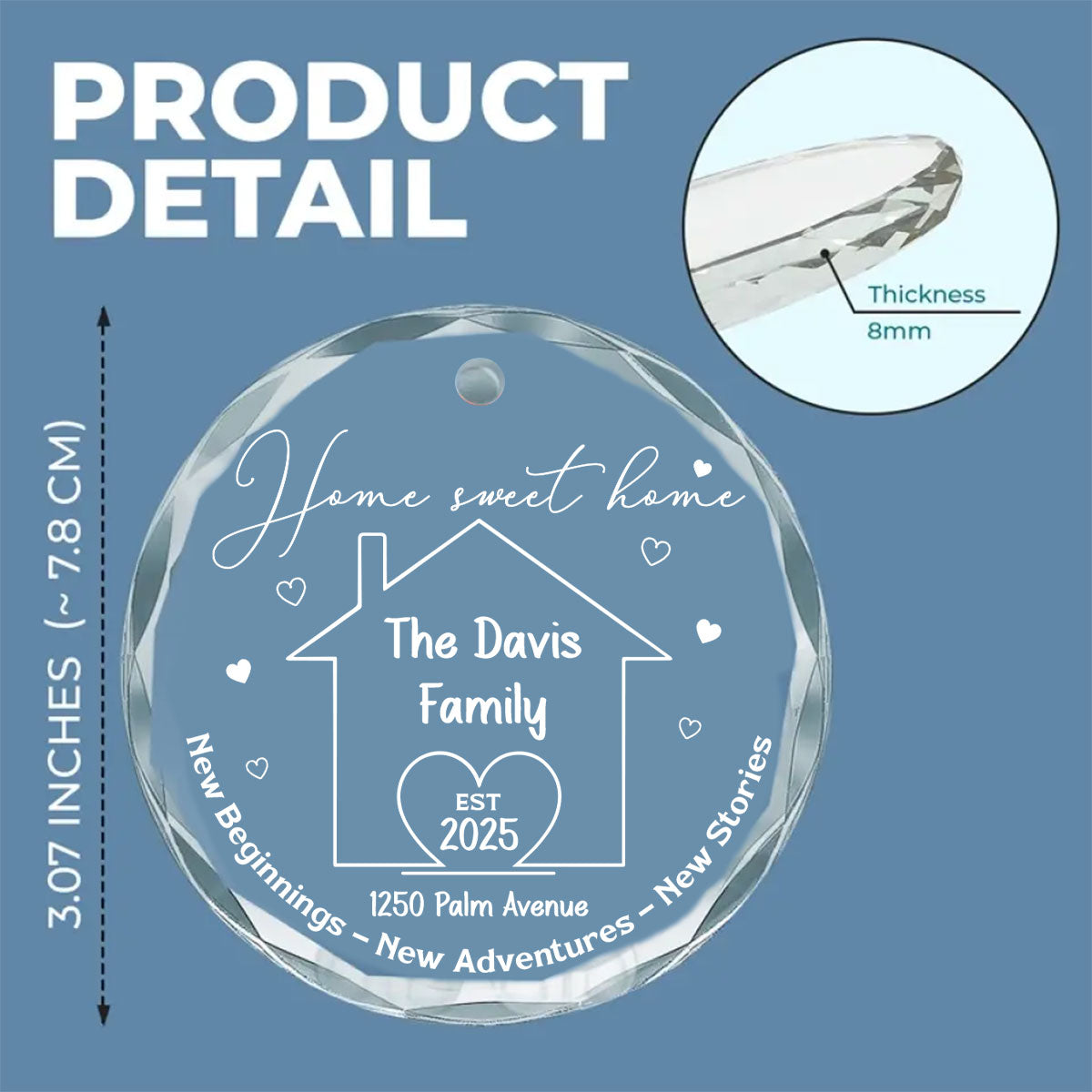 New Memories Begin Right Here - Personalized Custom Glass Ornament
