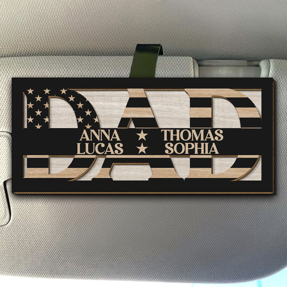 Family Love Dad - Personalized Custom Car Visor Clip