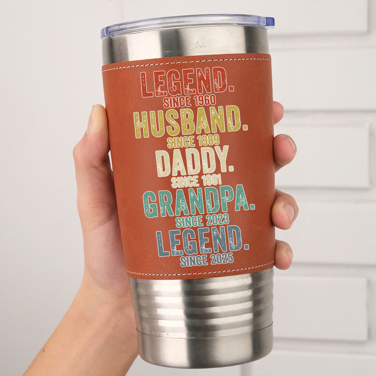 Legend Husband Dad Papa - Personalized Custom Leather Tumbler