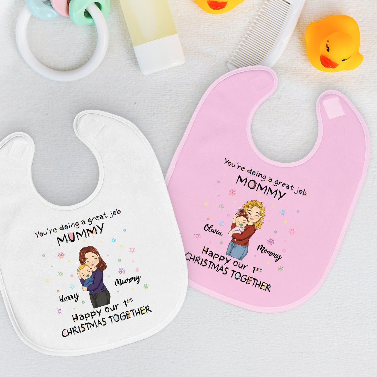 Christmas Together - Personalized Custom Baby Bib
