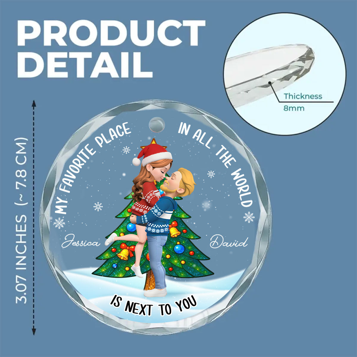 The Best Place Is With You - Personalized Custom Glass Ornament