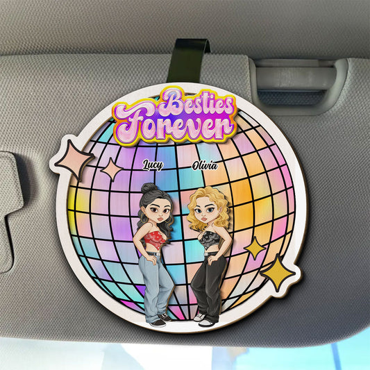 Besties Forever Version 3 - Personalized Custom Car Visor Clip