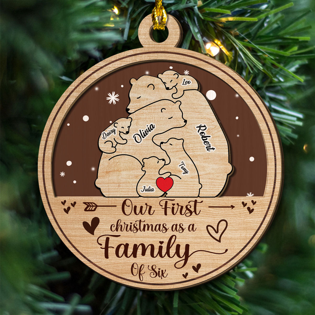 Family Is The Greatest Christmas Gift - Personalized Custom 2-Layered Wood Ornament