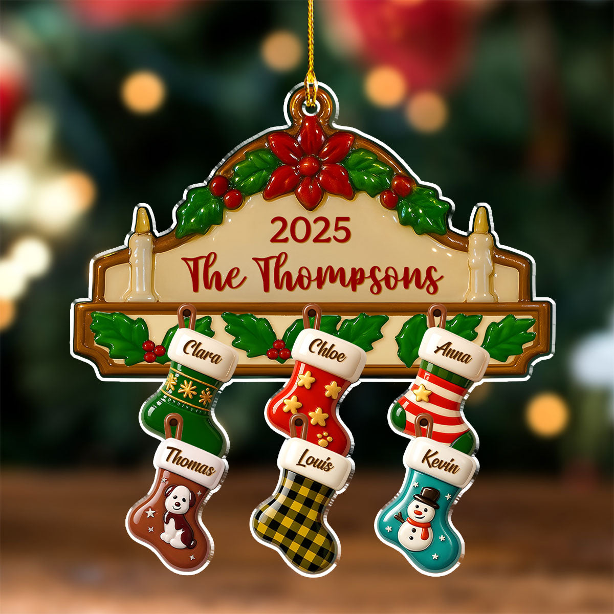 Festive Family Cheer - Personalized Custom Acrylic Ornament