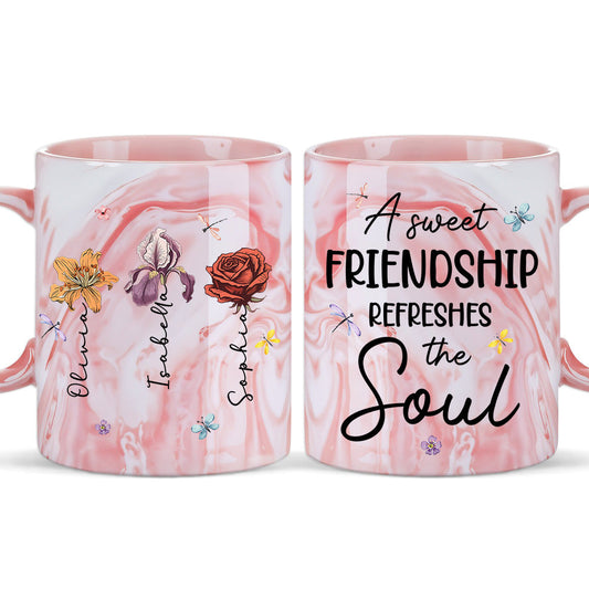 A Sweet Friendship - Personalized Custom Pink Marble Mug
