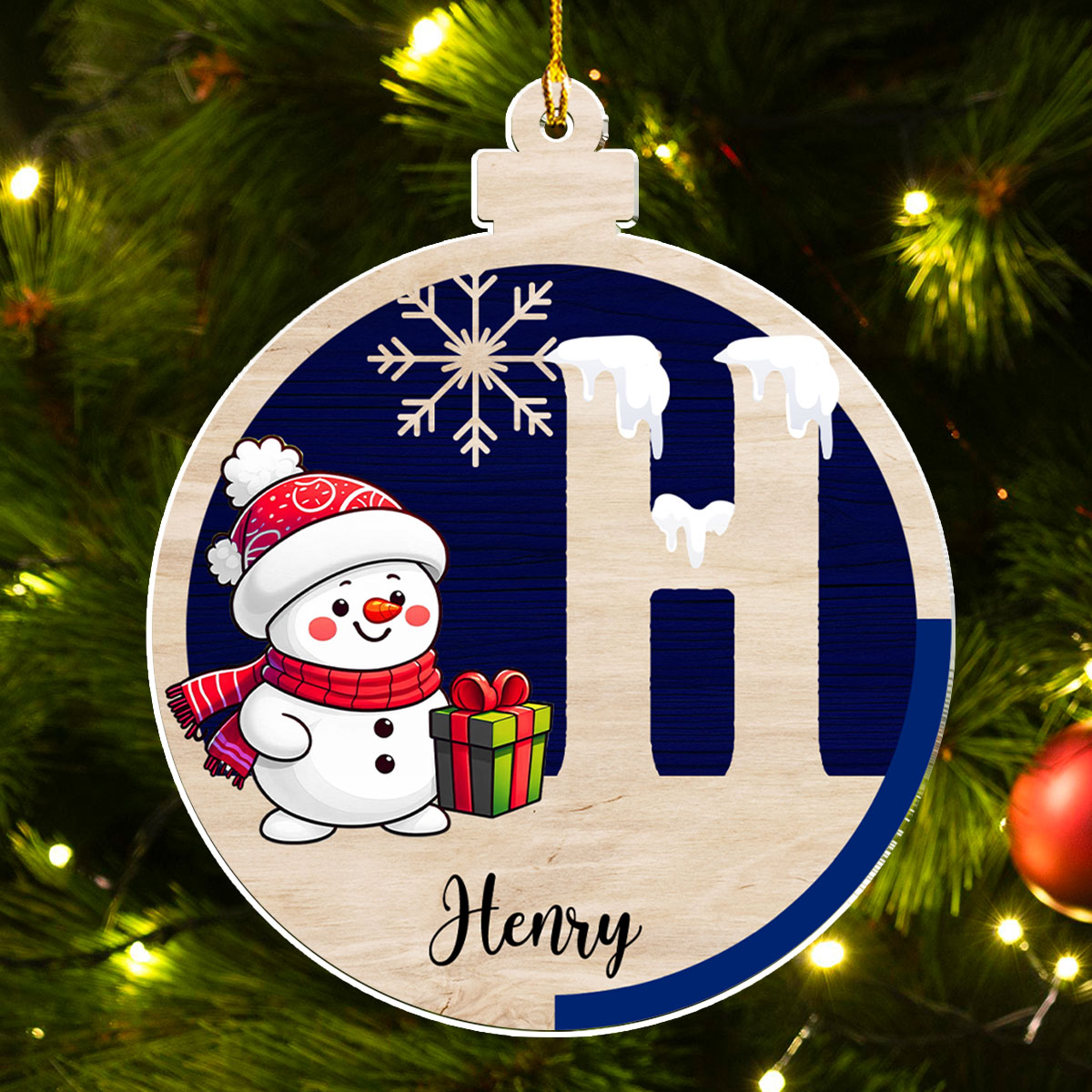 Snowman Family - Personalized Custom Acrylic Ornament