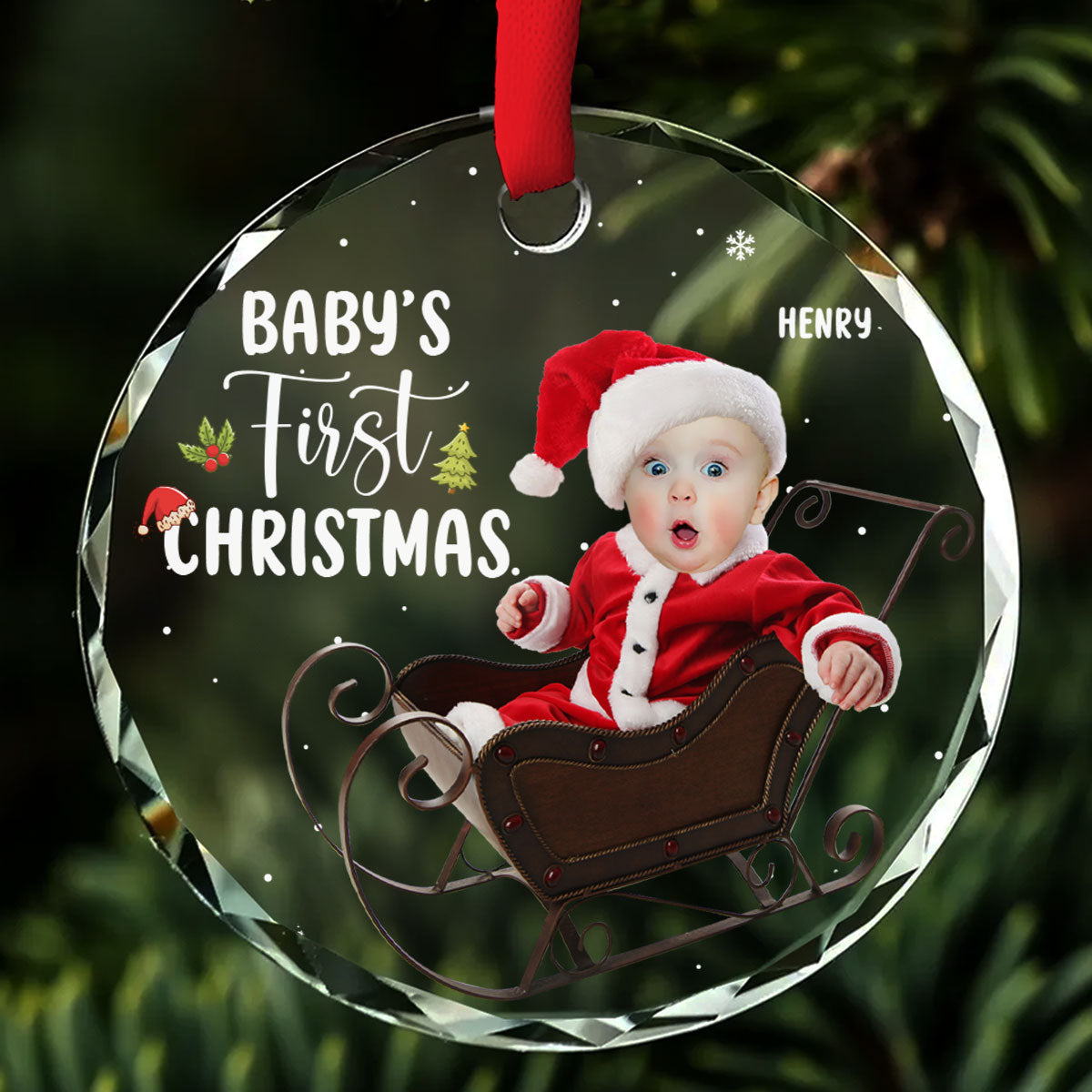 Baby 1st Christmas - Personalized Custom Glass Ornament