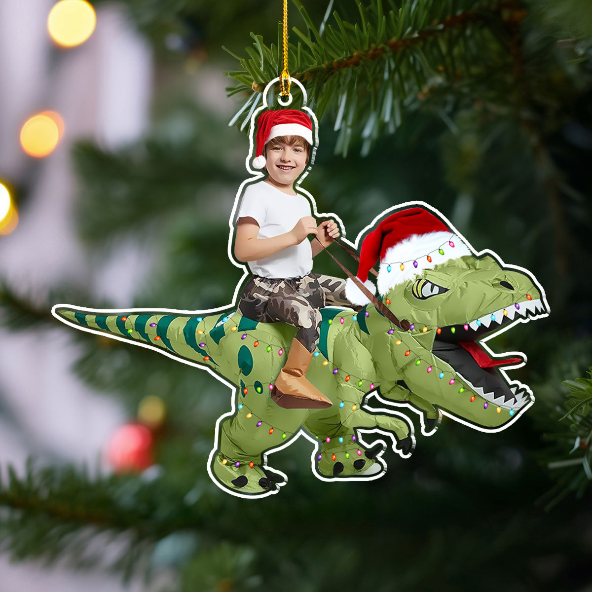 Cute Kid Xmas Dinosaur Unicorn Flamingo Alien - Personalized Custom Acrylic Ornament