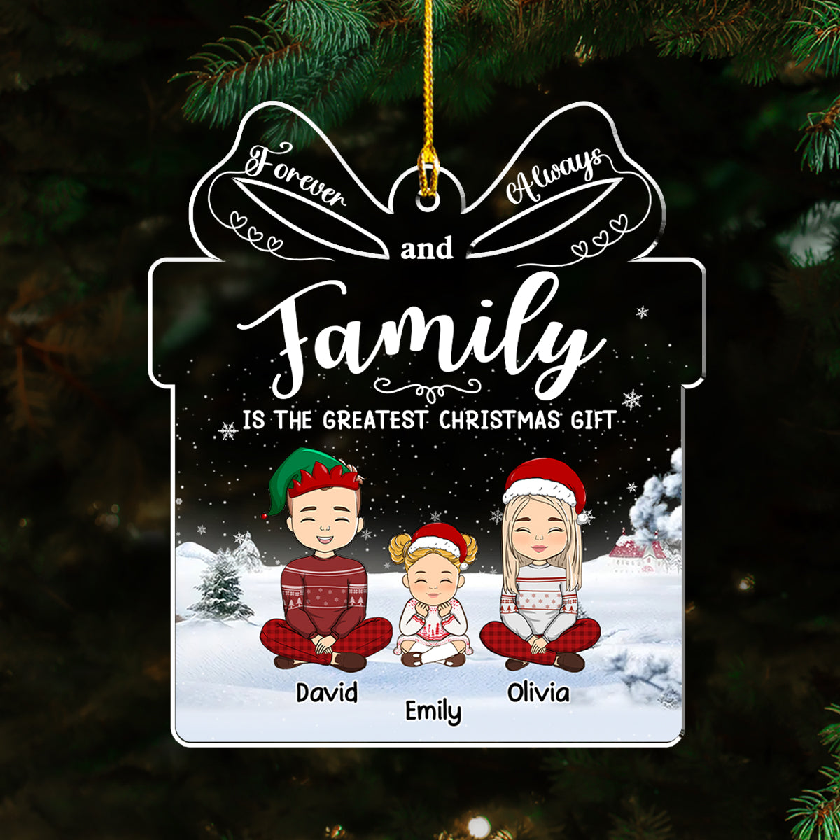 Forever And Always Family - Personalized Custom Acrylic Ornament