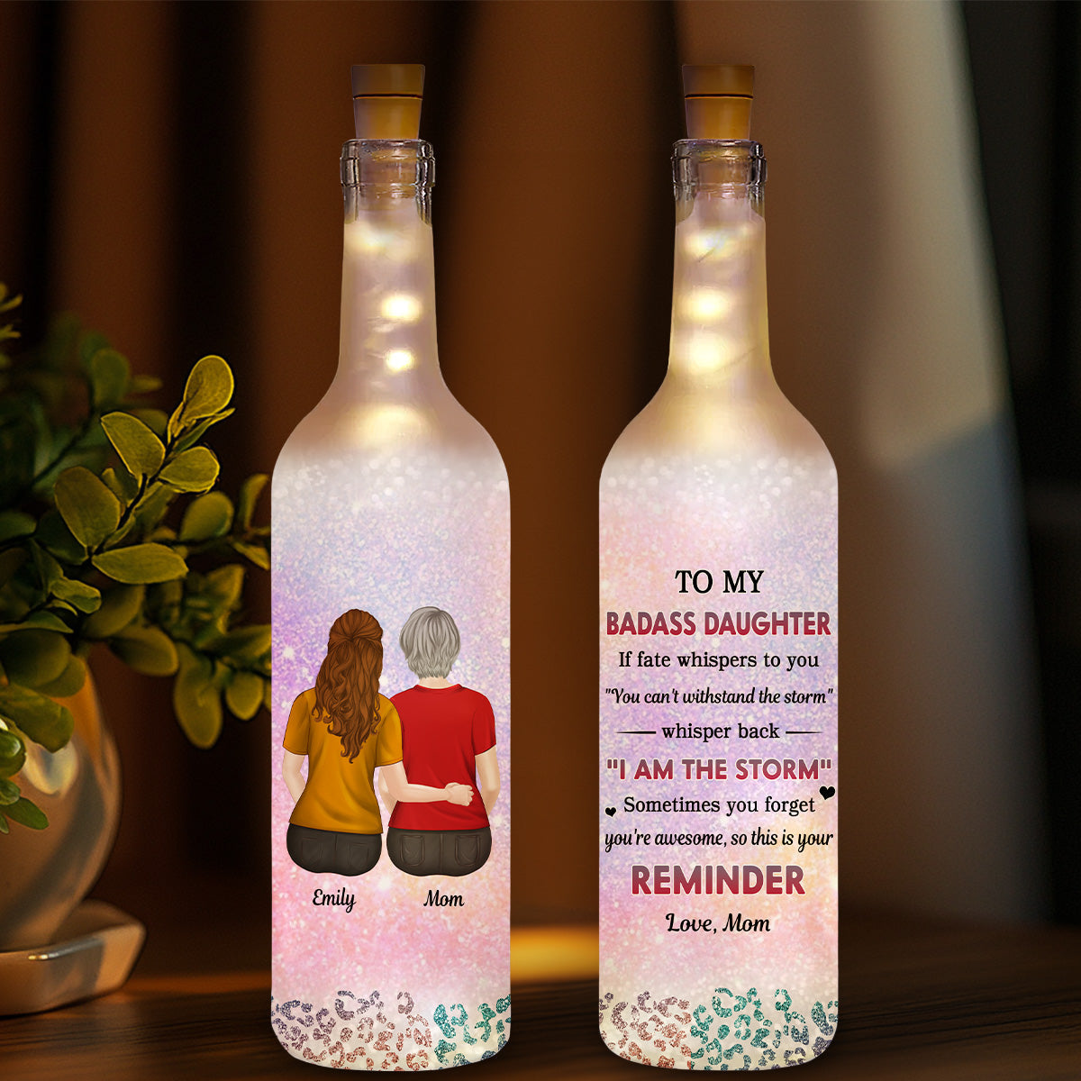 From Mom To Badass Daughter - Personalized Custom Bottle Lamp