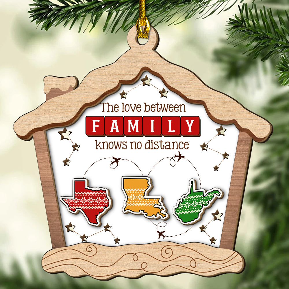 The Distance Means Nothing - Personalized Custom 2-Layered Wood Ornament