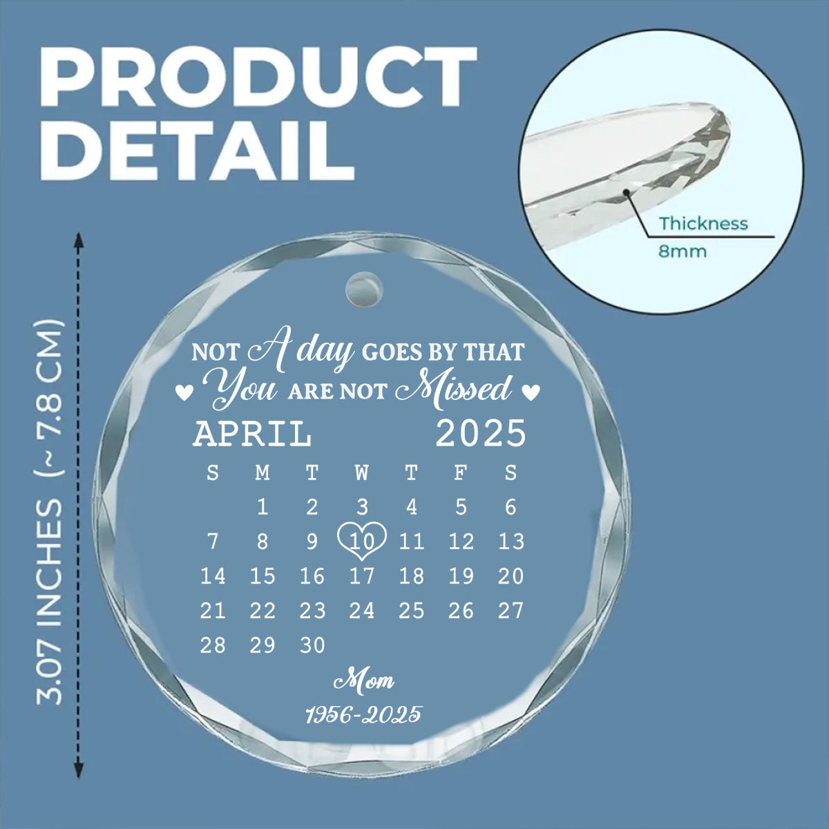 Miss You - Personalized Custom Glass Ornament