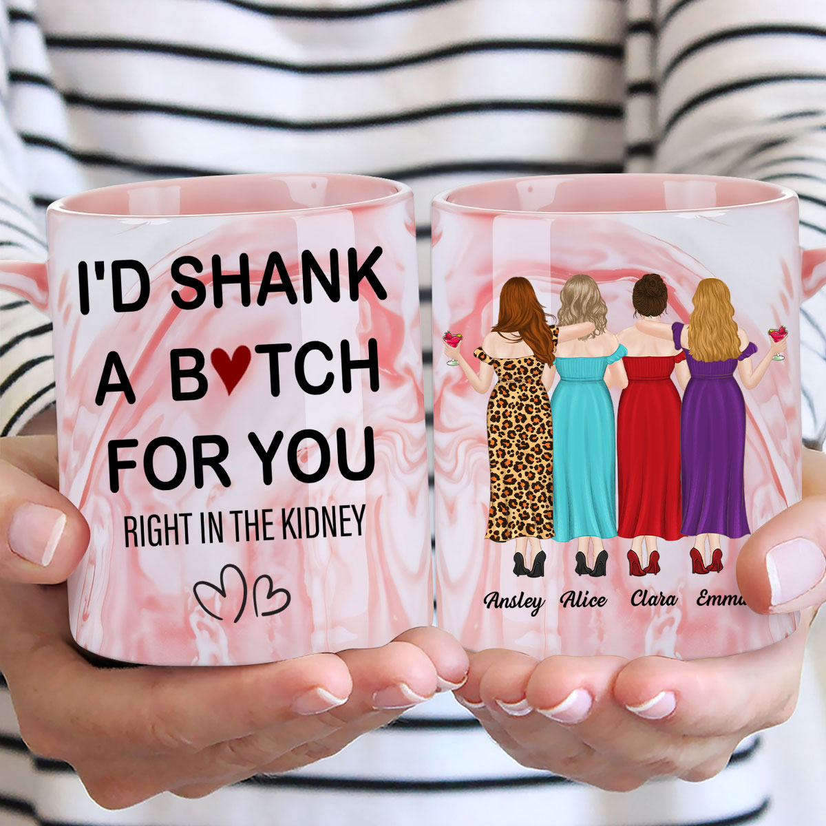 My Besties - Personalized Custom Pink Marble Mug