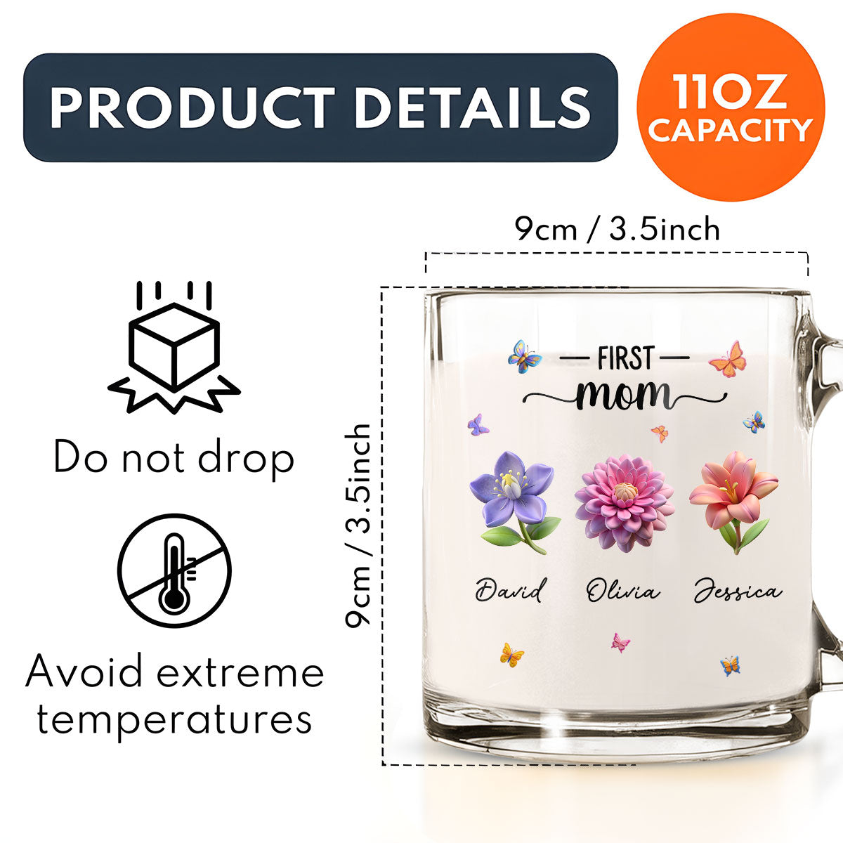 Grandma Birthmonth Flower - Personalized Custom Glass Mug