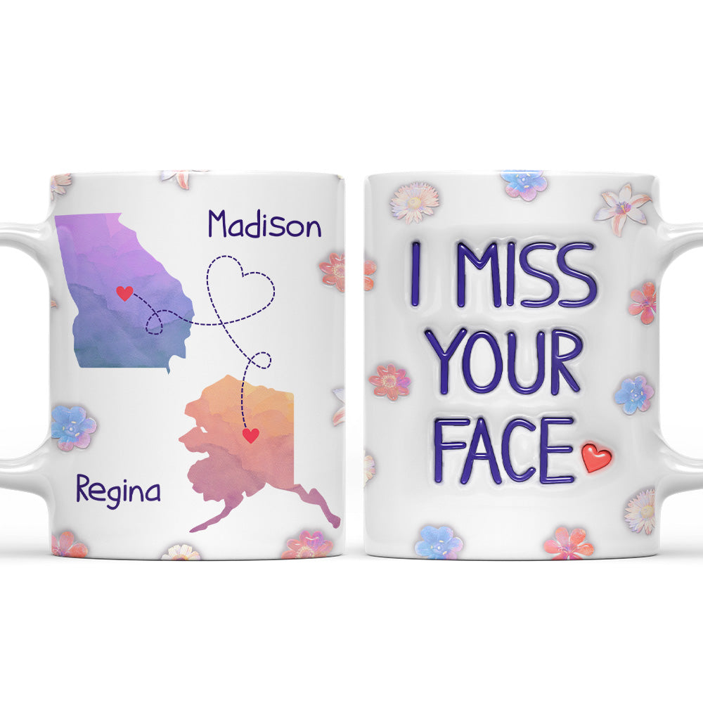 Long Distance State Besties - Personalized Custom 3D Inflated Effect Mug