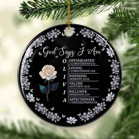 God Says I Am - Personalized Custom Ceramic Ornament