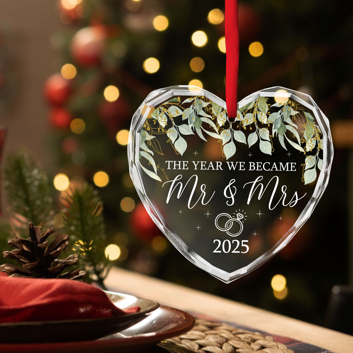 We Became Mr And Mrs - Personalized Custom Glass Ornament