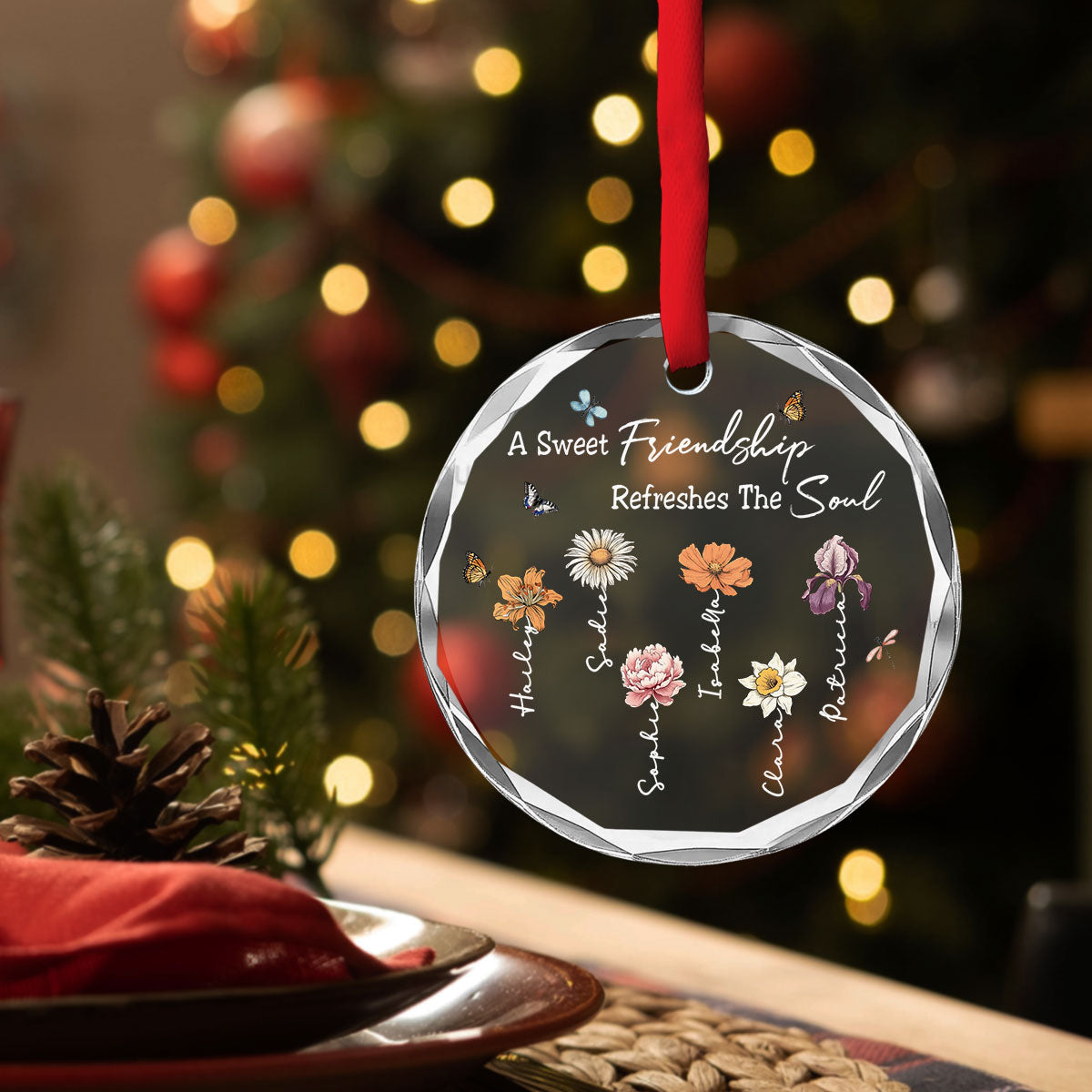 A Sweet Friendship Refreshes The Soul - Personalized Custom Glass Ornament