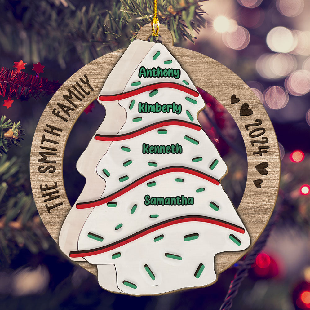 Oh Family Christmas Tree - Personalized Custom Wood Ornament