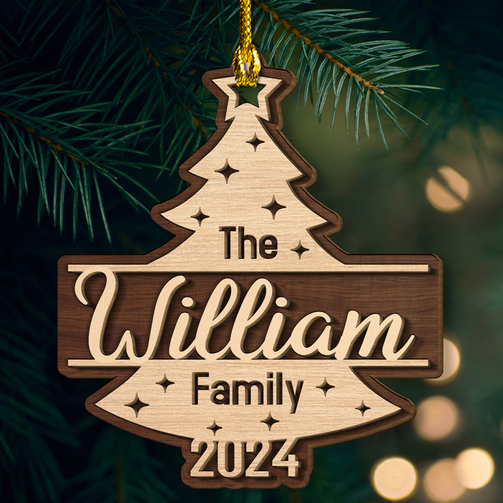 Custom Family Name Christmas - Personalized Custom 2-layered Wood Ornament