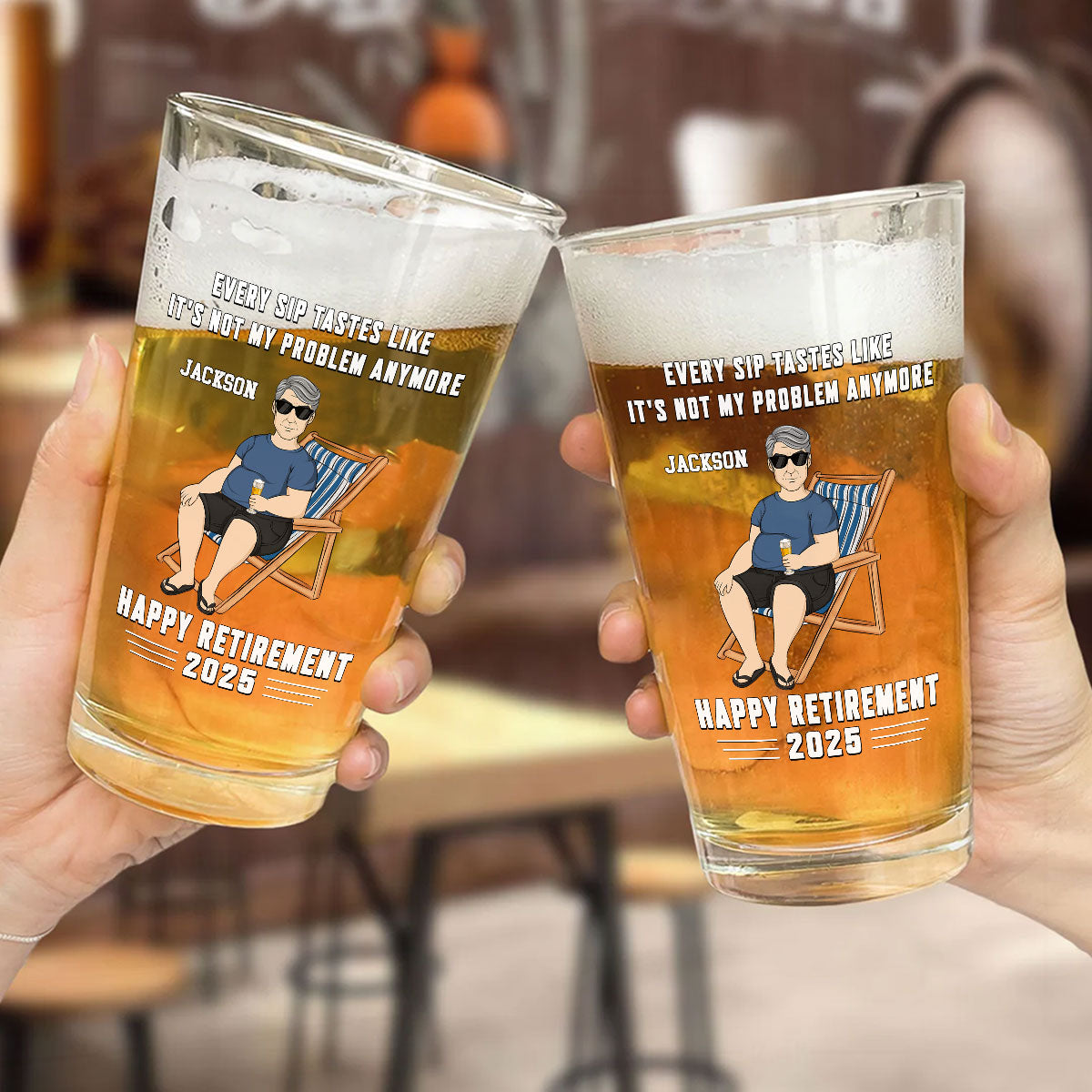 Not My Problem Anymore - Personalized Custom Beer Glass