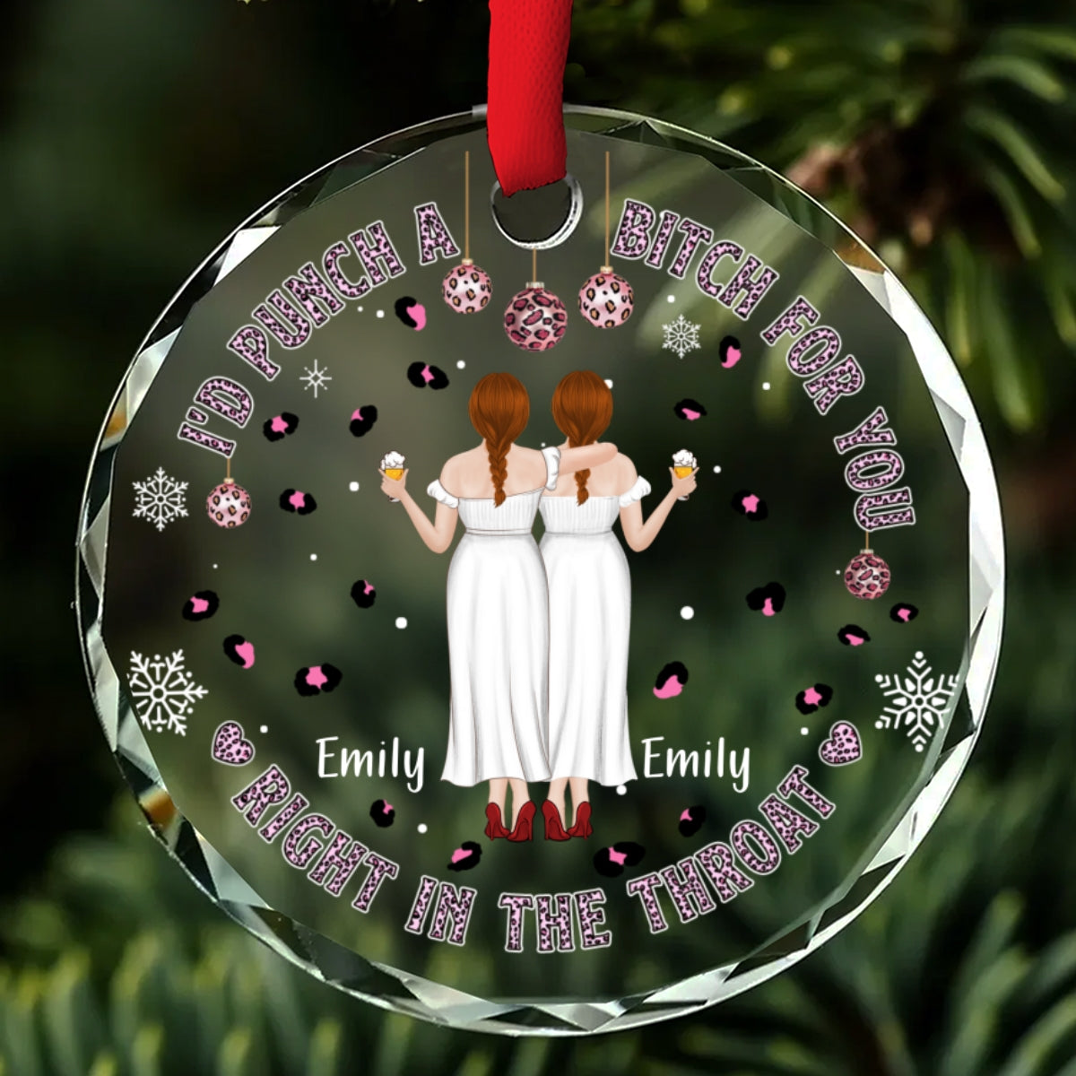 You And Me Right In The Throat - Personalized Custom Glass Ornament