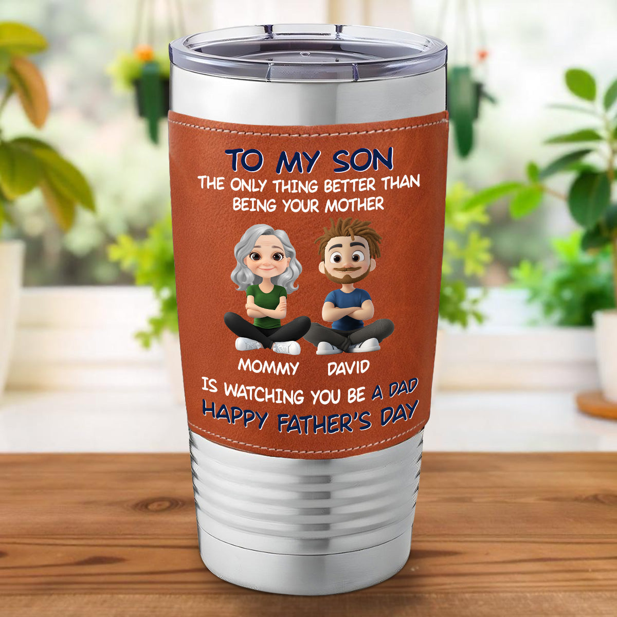 Being A Dad - Personalized Custom Leather Tumbler