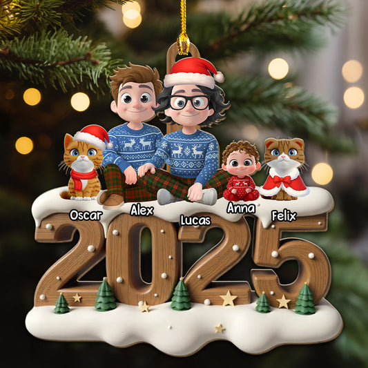 Us Together With Cats Onwards - Personalized Custom 3D Effect Wood Ornament