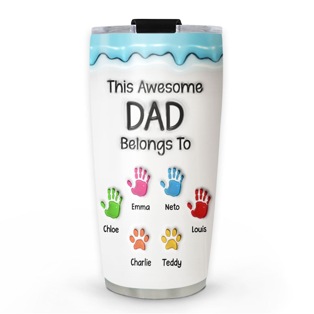 This Awesome Dad Grandpa Belongs To - Personalized Custom 3D Inflated Effect Tumbler