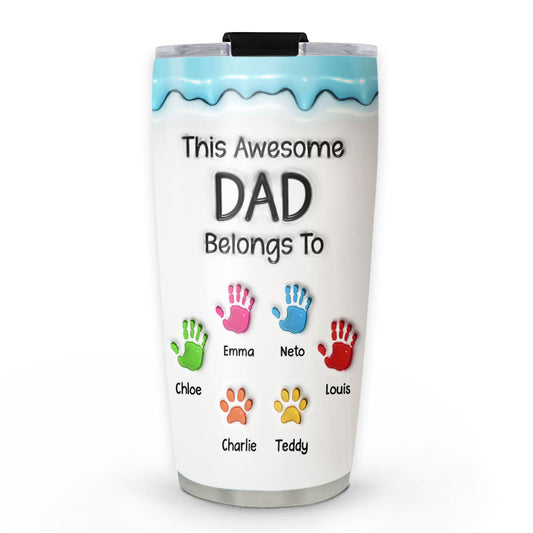 This Awesome Dad Grandpa Belongs To - Personalized Custom 3D Inflated Effect Tumbler