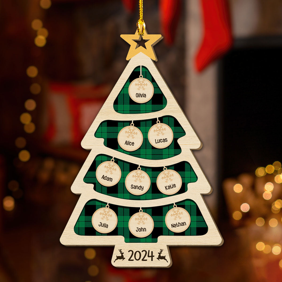 Family Ornament - Personalized Custom Wood Ornament