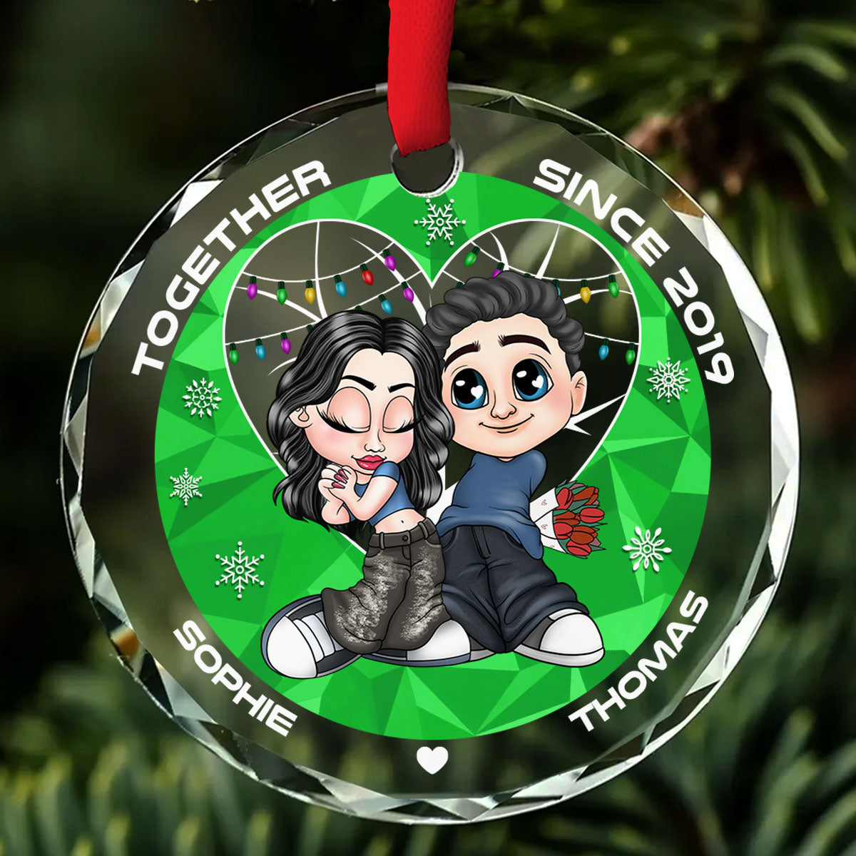 You & Me Together Since - Personalized Custom Glass Ornament