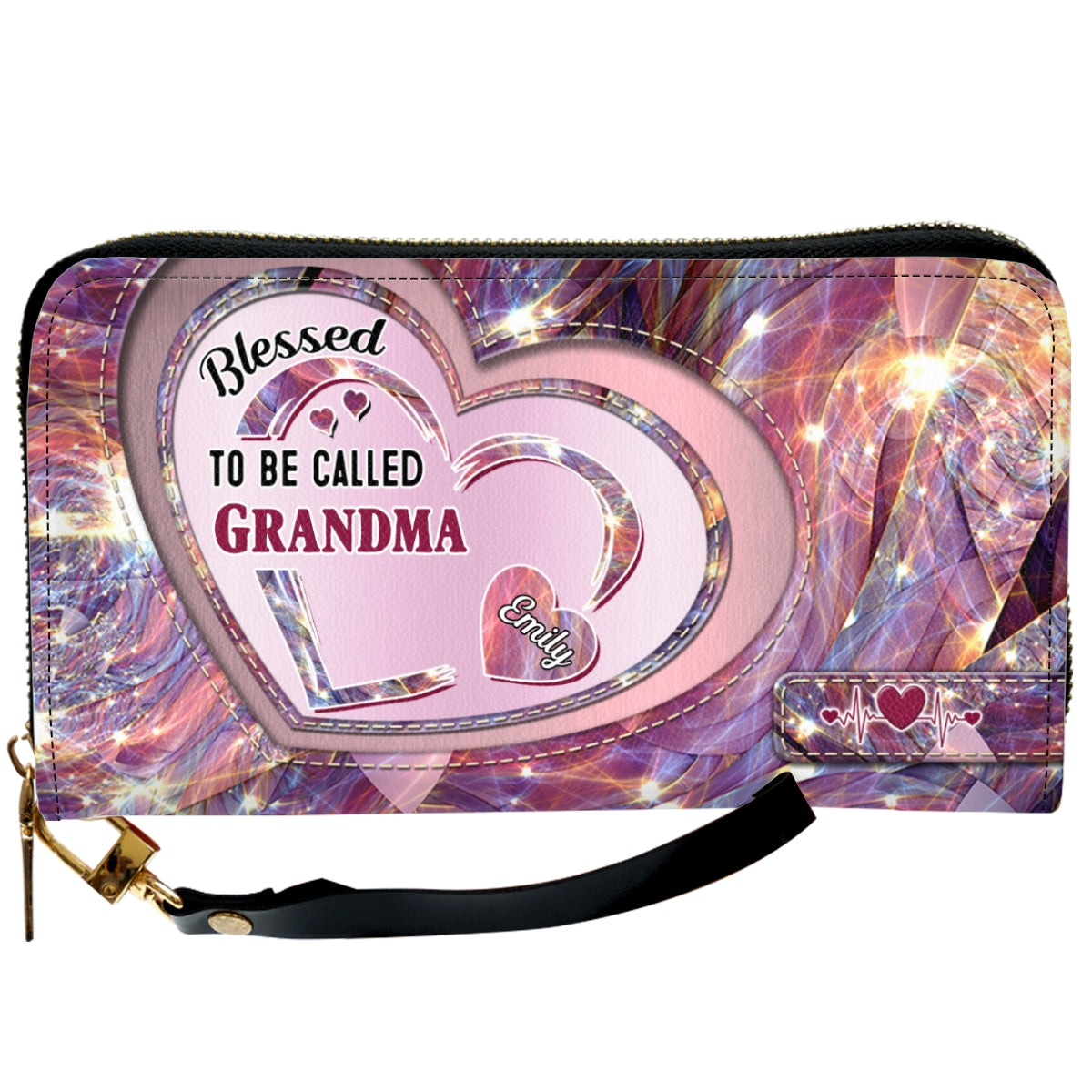 Mom With Sweet Heart Kids - Personalized Custom Leather Wallet